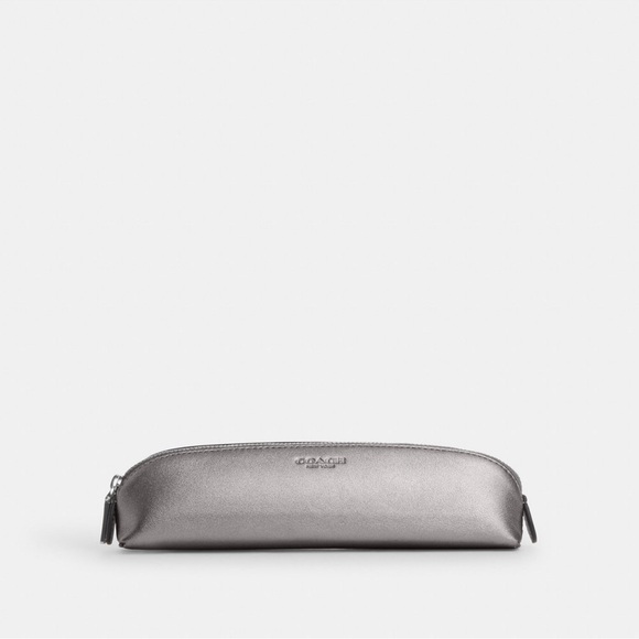 NWT Coach Pencil Case Metallic Ash/Silver - Picture 1 of 6